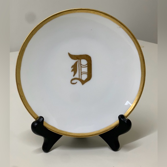 Vintage J & C Bavaria Peerless Gold Trim Letter D Monogram Plate - Picture 14 of 16